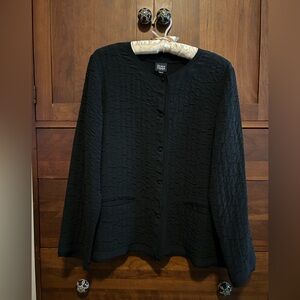 Eileen Fisher Black Quilted Textured Blazer